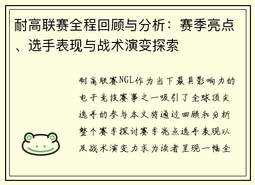 耐高联赛全程回顾与分析：赛季亮点、选手表现与战术演变探索